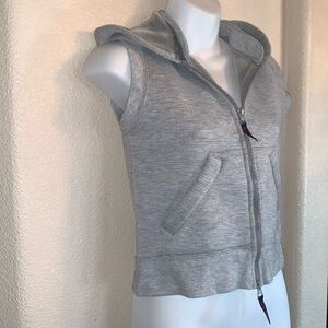 RALPH LAUREN BLUE LABEL grey fleece hoodie vest, detachable hoodie. XS EUC